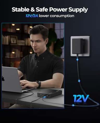 ORICO 3.5" External Hard Drive Enclosure SATA III to USB3.1 Type C for HDD Tool-Free Installation Supports UASP and 20TB Drives - Black - Image 8