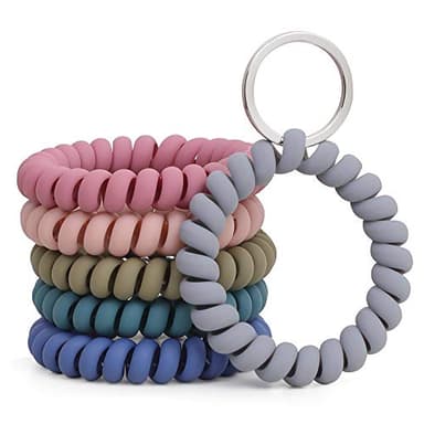 6PCS Stretchable Wristband Wristlet Keychain Wrist Key Chain Wristlet,Spring Flexible Spiral Wrist Coil ​Wrist Key Holder Key Ring for Sauna Gym Pool ID Badge and Outdoor Sports - Image 1