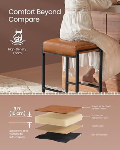 VASAGLE EKHO Collection - Bar Stools Set of 2, Counter Height Bar Stools, Synthetic Leather with Stitching, Mid-Century Modern Counter Stools, 26-Inch Tall, Kichen Home Bar Dining Room, Caramel Brown - Image 5