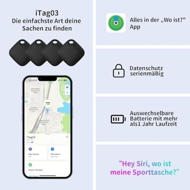 Air Tracker Tags 4 Pack (iOS Only, Not for Android) Bluetooth Luggage Tracker Tags Works with Apple Find My, Key Finder and Item Locator for Luggage, Backpack, Suitcases, Replaceable Battery - Image 6