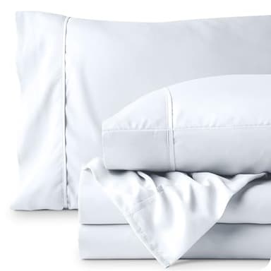 Bare Home Queen Sheet Set - Luxury 1800 Ultra-Soft Microfiber Queen Bed Sheets - Double Brushed - Deep Pockets - Easy Fit - 4 Piece Set - Bedding Sheets & Pillowcases (Queen, White) - Image 9