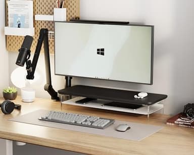 Fenge Acrylic Monitor Stand Riser, 23.6 Inches Monitor Stand with Metal Storage, 2 Tier Acrylic Computer Riser for Desk, Clear Laptop Stand for PC, Laptop, Printer, TV - Image 4