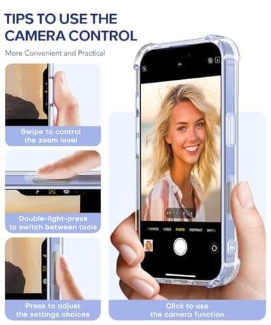 GVIEWIN for iPhone 16 Case, with Screen Protector & Camera Lens Protector, Floral Shockproof Protective Bumper Slim Soft Clear Phone Cover for Women 2024 6.1" (Violet Bloom/Blue) - Image 6