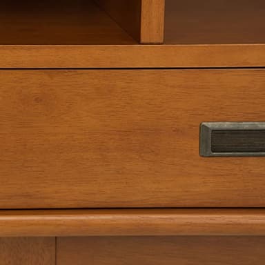 SIMPLIHOME Draper Bookcase - 64 inch Tall Solid Hardwood Storage Bookshelf in Teak Brown, Mid-Century Modern Storage for Living Room, Study Room or Office with Adjustable Shelves and Angled Legs - Image 6