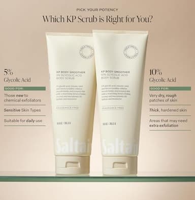 Saltair KP Body Scrub. 10% Glycolic Acid Treatment with Volcanic Sand and Plant Moisturizers. Fragrance-Free Physical Chemical Exfoliator. Exfoliating Body Scrubber for Rough Bumpy Skin, 10oz. - Image 2