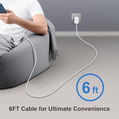45W Type C Charger, 10FT USB C Charger 2-Pack iPhone 15 16 Charger with iPhone 16/16 Plus/16 Pro/16 Pro Max/iPhone 15/15 Pro Max/iPad Pro/AirPods/Galaxy S25 S24 S23 S22 S21,Android Charger(White) - Image 6