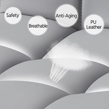 Yaheetech Bar Stools Set of 4, PU Leather Adjustable Barstools, Modern Counter Stools with Back and Footrest, Counter Height Barstools for Bar, Kitchen, Dining Room, Light Gray - Image 10