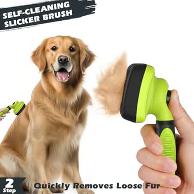 3PCS Self Cleaning Slicker Brush & Pet Grooming Rake & Bath Brush for Dogs,Cats and Horses | Double-Sided Dematting Comb & Skin Friendly Deshedding Grooming Tool | Premium Pet Supplies(Green Black) - Image 4