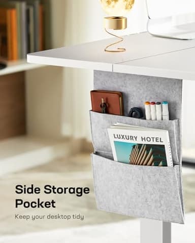 Marsail Standing Desk Adjustable Height,48"*28" Electric Standing White Deskwith Storage Bag,Sit Stand up Deskfor Home Office Writing Computer Table,4 Memory Preset with Headphone Hook,Cable Manager - Image 6