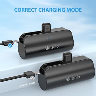 Portable Charger Power Bank For iPhone With Dual Infterface, Real 5000mAh , Mini Phone Charger Battery Pack Fast Charging Compatible with iPhone 15/14/14 Pro Max/14 Plus/13/12/11/X/8/7/6, More (Black) - Image 2