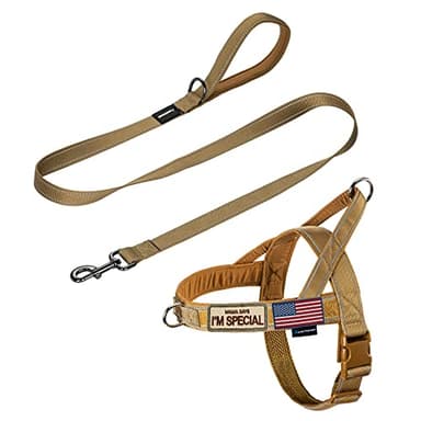 Annchwool No Pull Dog Harness with Padded Handle+5 Ft Leash,Reflective Strip Escape Proof and Quick Fit to Adjust Dog Harness,Easy for Training Walking for Small & Medium and Large Dogs(Brown-Set,L) - Image 1