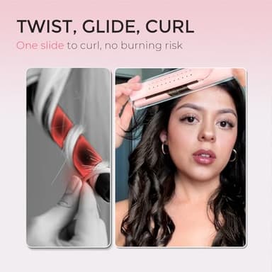 TYMO Airflow 2.0 Curling Iron Flat Iron - Hair Straightener and Curler 2 in 1, 1.25 Inch Curling Wand for Long Short Hair, Dual Voltage for Travel, 54 Million Ionic, Anti-Tangle, 5 Temps, Pink - Image 7