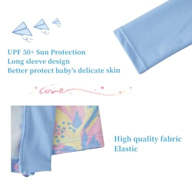 UMELOK Baby Girls' One Piece Swimsuit Infant Swimwear Rash Guard Swim Suit Full Zip with Long Sleeve UPF 50+ Sun Protection Swimsuit Purple Begonia Flower,18M - Image 5