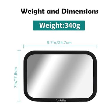Funbliss Baby Car Mirror for Rear Facing Seat,360° Rotation, Safety Certified Shatterproof Acrylic Glass, Clear Wide View,Infant Mirror for Car Seat Rear Facing - Image 8