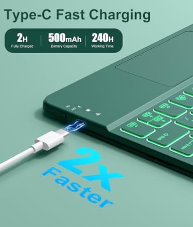 Hamile for iPad Pro 11-inch Case with Keyboard (M4) - Magnetic Wireless Detachable Keyboard with Multi-Touch Trackpad 7 Colors Backlit Stain Proof Folio Cover for iPad Pro 11 Inch 2024 - Pine Green - Image 3