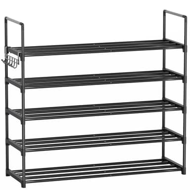Shoe Rack - 5-Tier Shoe Organizer, Sturdy Shoe Storage Shelf, Perfect for Front Door Entrance, Closet & Entryway, Easy to Assemble, DIY Layering Options (L - 5 Tier) - Image 9