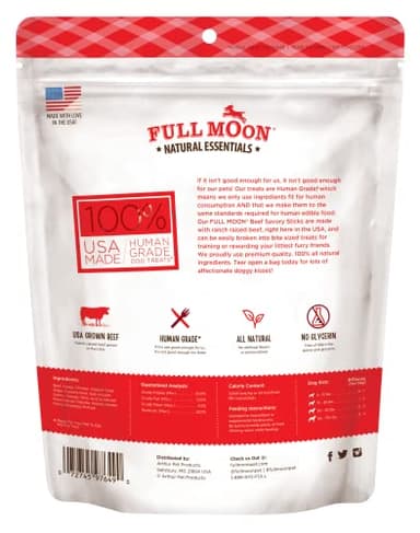 Full Moon All Natural Human Grade Dog Treats, Essential Beef Savory Sticks, 22 Ounce, 1.375 Pound (Pack of 1) - Image 2