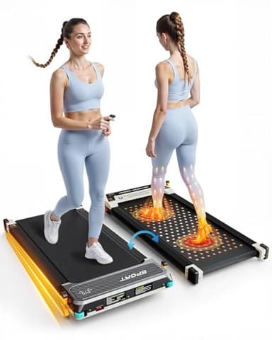 FUNRAY Versatile Walking Pad Treadmill with Incline - Dual-Sided Under Desk Treadmill with Foot Massage,2 in 1 Walking Pad for Home/Office, Portable Compact Treadmills with 330LBS Weight Capacity - Image 1