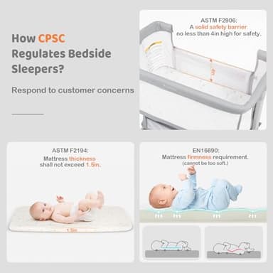 Ezebaby Bedside Bassinet for Baby, Portable Baby Bassinet Bedside Sleeper for Newborn Infants with Wheels Storage Basket, Adjustable 7 Heights and All Mesh Sides - Image 6