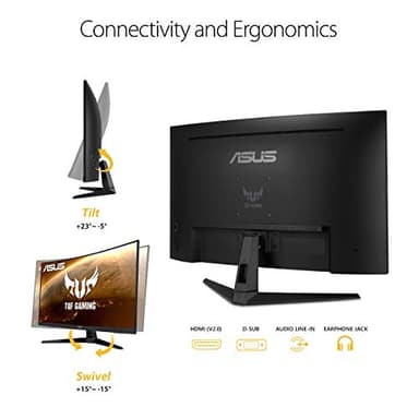ASUS TUF Gaming VG328H1B 32” Curved Monitor, 1080P Full HD, 165Hz (Supports 144Hz), Extreme Low Motion Blur, Adaptive-sync, FreeSync Premium, 1ms, Eye Care, HDMI D-Sub - Image 7