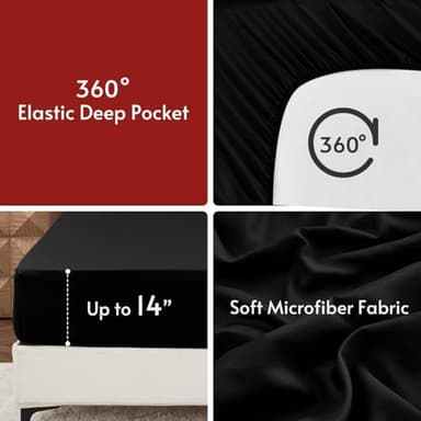 MUXHOMO 7 Pieces Queen Comforter Set, Reversible Bed in a Bag Queen Size, All Season Bedding Set with Comforter, Flat Sheet, Fitted Sheet, Pillowcases & Shams, Red & Black - Image 7