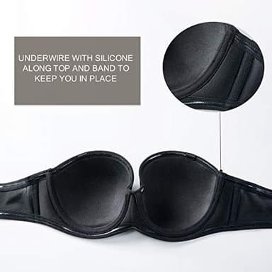 DELIMIRA Women's Underwire Contour Multiway Full Coverage Strapless Bra Plus Size Black 40DD - Image 5
