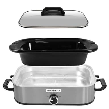 4-Quart Slow Cooker with Casserole Manual Warm Setting - Perfect Kitchen Small Appliance for Family Dinners, Dishwasher Safe Crock, Stainless Steel - Image 3