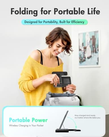 Wireless Charger iPhone Charging Station: 3 in 1 Charger Stand Multiple Devices for Apple - iPhone 16e 16 15 14 Pro Max 13 12 11 - Watch 10 9 8 7 6 5 4 3 2 SE and Ultra Series - Airpods 4 3 2 Pro - Image 8