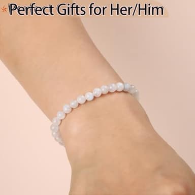 QOGIR Moonstone Bracelet - New Beginning Bracelet for Women Men - Handmade Natural Gem Stone Beaded Stretch Elastic Healing Bracelets 4mm - Image 4