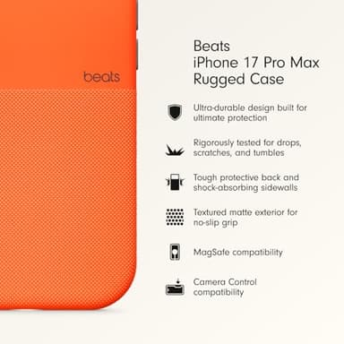 Beats iPhone 17 Pro Max Rugged Case with MagSafe & Camera Control, Scratch & Drop Tested, Matte Texture with Microfiber Lining - Sierra Orange - Image 2