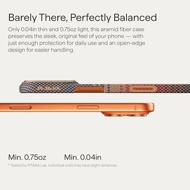 pitaka for iPhone 17 Pro Max Case 6.9" with Camera Control Button, Compatible with MagSafe, Ultra-Slim Case with Caseless Touch Feeling, 1500D Aramid Fiber Woven, Sunset - Image 3