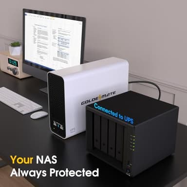 GOLDENMATE 1000VA/800W Lithium UPS Battery Backup and Surge Protector, Sinewave UPS System with LiFePO4 Battery(230.4 Wh), 2025 Upgraded Pro Ver. with Communication Port, 8 Outlets, LCD Display, White - Image 4