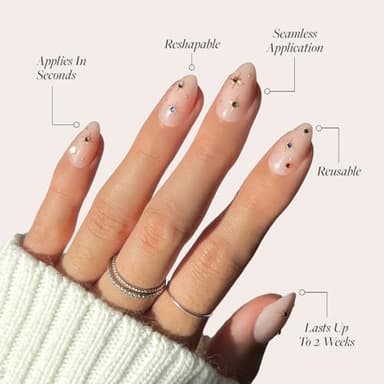 Glamnetic Press On Nails - North Star | Semi-Transparent 3D Multicolor Gems Short Almond Fake Nails, Reusable | 15 Sizes - 30 Nail Kit - Image 3