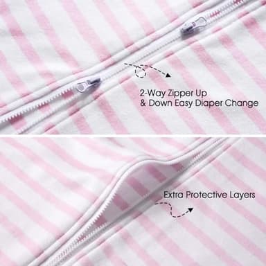 david's kids Micro Fleece Baby Sleep Sack 6-12 Months, Soft Warm Baby Wearable Blankets with 2-Way Zipper, 2 Pack Comfy Sleeping Bags for Infant Newborn Girls Neutral, Medium Size, Floral Flowers - Image 4