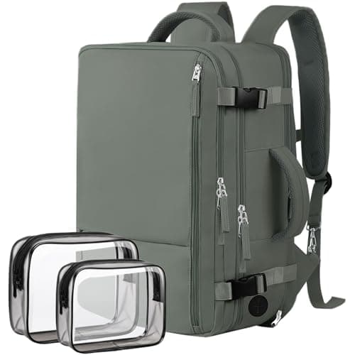 Hanples Extra Large Travel Backpack for Women as Person Item Flight Approved, 40L Carry On Backpack, 17 Inch Laptop Waterproof Hiking Casual Bag(Olive Green) - Image 1