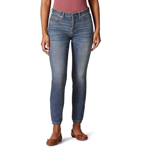 Amazon Essentials Women's Mid Rise Curvy Skinny Jeans - Discontinued Colors, Medium Wash, 4 Long - Image 1