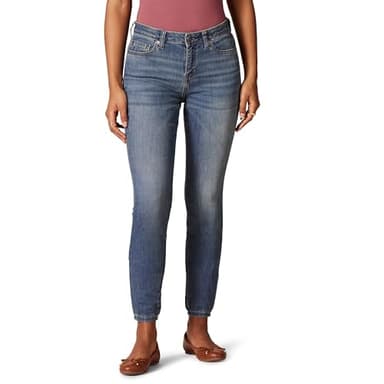 Amazon Essentials Women's Mid Rise Curvy Skinny Jeans - Discontinued Colors, Medium Wash, 4 Long - Image 1