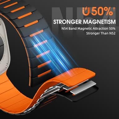 Easuny Sport Magnetic Band Compatible with Apple Watch Ultra 3/2/Ultra Band for Men 49mm 46mm 45mm 44mm 42mm, Silicone Waterproof Loop Strap for iWatch Series 11 10 SE 9 8 7 6 5 4 3 2 1 - Image 2
