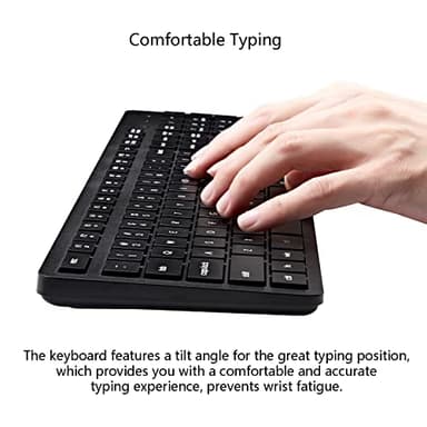 Wireless Keyboard and Mouse Combo, 2.4G Silent Cordless Keyboard Mouse Combo for Windows Chrome Laptop Computer PC Desktop, 106 Keys Full Size with Number Pad, 1600 DPI Optical Mouse (Black) - Image 3