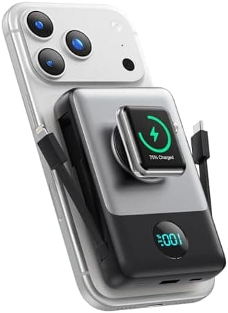 6 in 1 Magnetic Portable Charger for iPhone with Built-in Cables, 10800mAh 25W PD Fast Charging Power Bank, 6 Outputs LCD Display Travel Essential Battery Pack for iPhone 17/16/15/14/13/12,Apple Watch - Image 2