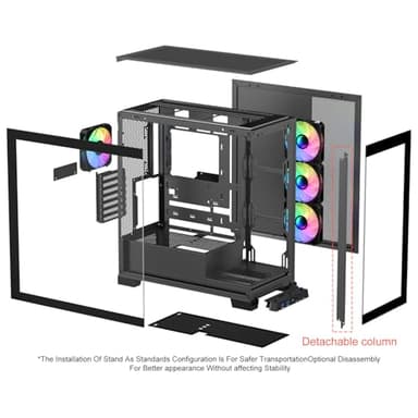 SAMA NEVIEW 4503 Mid Tower PC Case with Dual Tempered Glass Panels, 4×120mm ARGB Fans Pre-Installed, High Airflow ATX PC Case for Case PC Gaming, USB 3.0×2, Type-C Port, Supports Top 360mm AIO – Black - Image 4