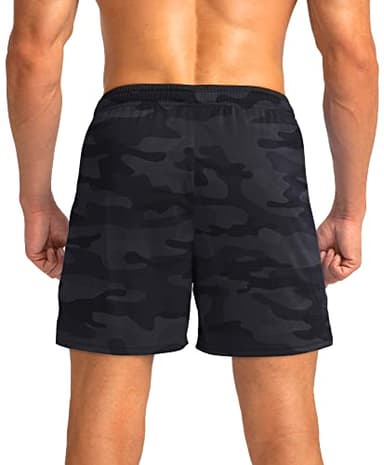 G Gradual Men's Running Shorts with Zipper Pockets Quick Dry Gym Athletic Workout 5" Shorts for Men (Grey camo, XX-Large) - Image 3