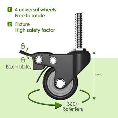 Aobabo 73''H Garage Storage Cabinet with Wheels,Steel Cabinets with 2 Doors and 4 Adjustable Shelves for Home Office,Assembly Required,Black - Image 8