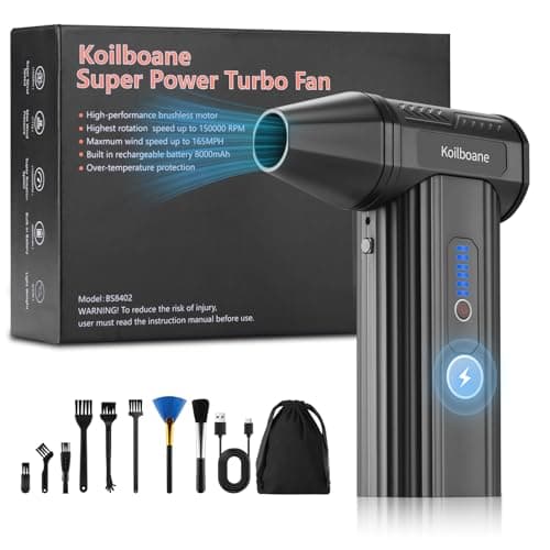 Koilboane Compressed-Air-Duster Brushless Electric Air Blower, Mini Powerful Cordless Rechargeable 8000mAh Battery Jet Dry Portable Jet Turbo Fan Dust Snow Blower for Cleaning Car/Keyboard/PC/Home - Image 1