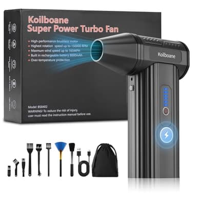Koilboane Compressed-Air-Duster Brushless Electric Air Blower, Mini Powerful Cordless Rechargeable 8000mAh Battery Jet Dry Portable Jet Turbo Fan Dust Snow Blower for Cleaning Car/Keyboard/PC/Home - Image 1