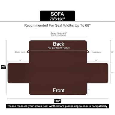 U-NICE HOME Reversible Sofa Cover Couch Cover for Dogs with Elastic Straps Water Repellent Furniture Protector for Pets Couch Cover for 3 Cushion Couch (Sofa, Coffee/Beige) - Image 3
