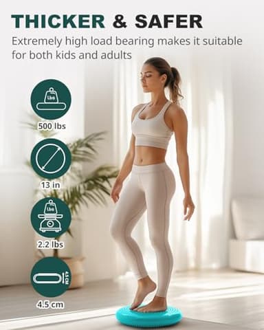 Trideer Inflated Wobble Cushion - Wiggle Seat for Sensory Kids(Multiple Colors), Balance Disc (Extra Thick), Flexible Seating for All Age (34CM Turquoise) - Image 5