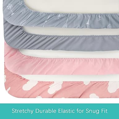 Baby Bassinet Sheets 4 Pack Compatible with 33" x 20" Mika Micky, Baby Delight, Dream On Me, AMKE and Other Rectangle Bassinet Mattress, Ultra Soft & Skin-Friendly, Pink Print - Image 6