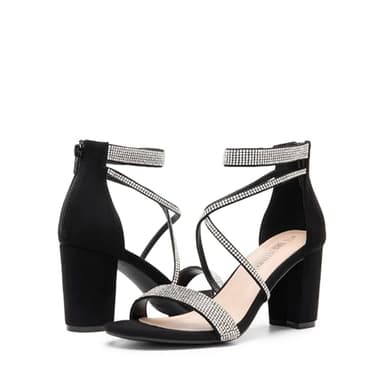 DREAM PAIRS Women's Chunk Low Heel Pump Sandals,Size 8,Black-Suede,SDHS2499W - Image 4