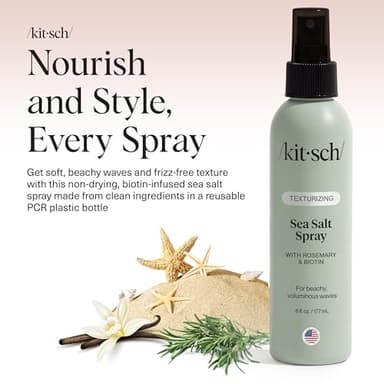 Kitsch Sea Salt Spray for Men and Women | Hair Spray with Rosemary, Biotin, Magnesium – Hair Texturizer for Natural Curls and Beach Waves, 177 mL - Image 2